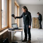 Audit énergétique maison : diagnostic thermique réalisé par un expert dans un intérieur résidentiel moderne