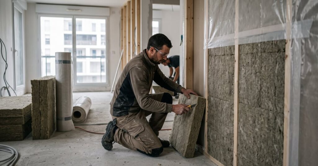 Isolation thermique intérieure : pose d'un isolant sur un mur intérieur
