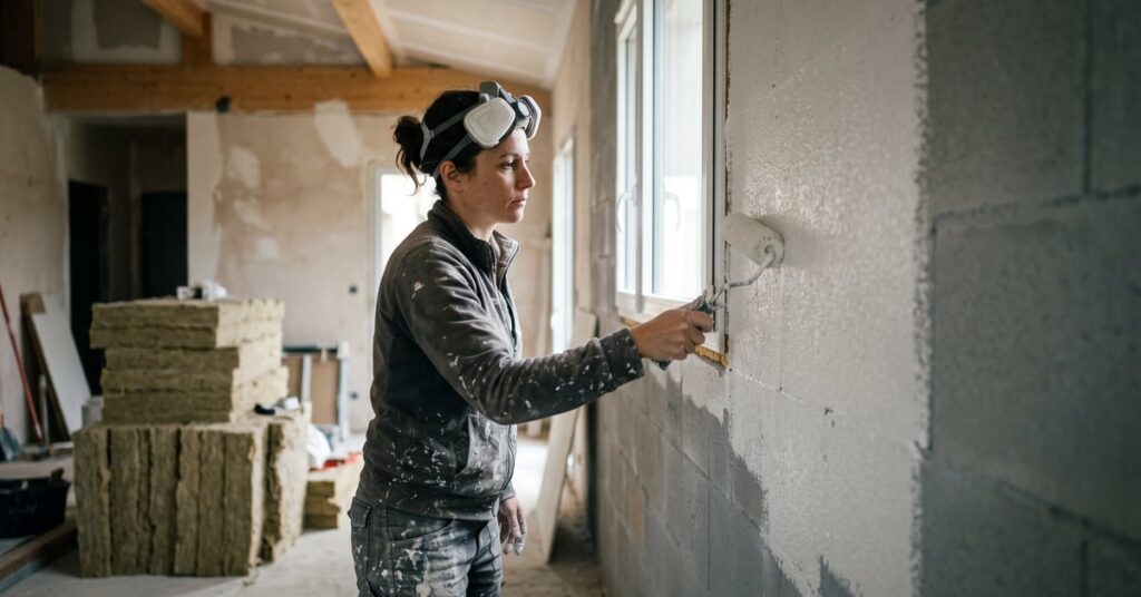 Peinture pour isolation thermique appliquée sur un mur intérieur, solution d'isolation moderne